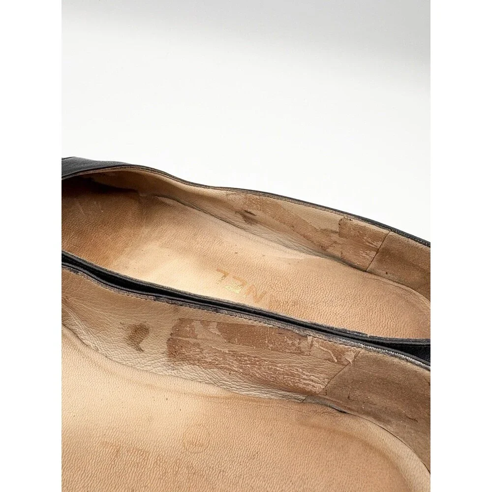Chanel Black Leather Ballet Flats Gold CC Turnlock Size EU 37